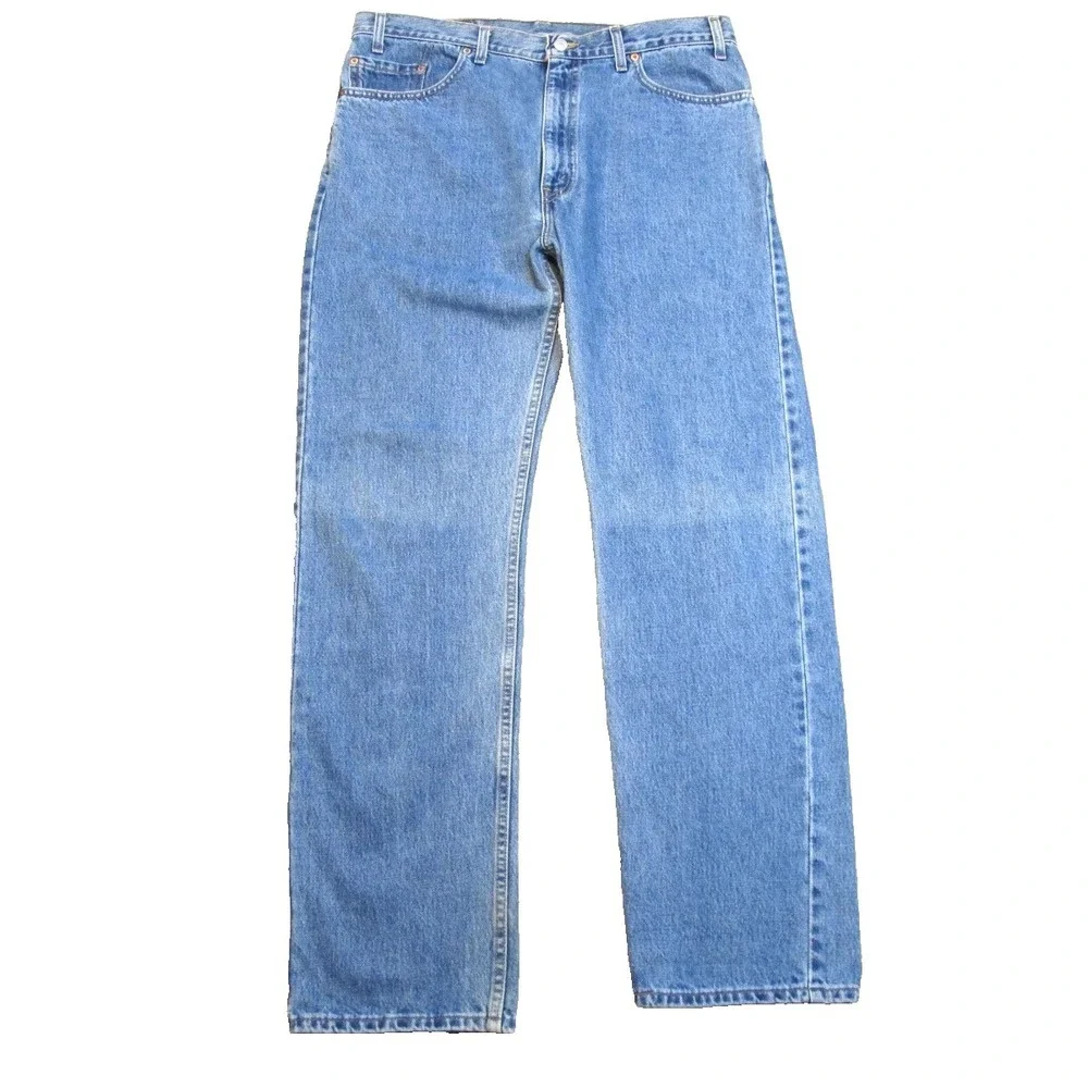 Vtg Levi's 505 Reg Fit Straight Leg Blue Denim Jeans Men's 36x32 Tag (38x32) USA